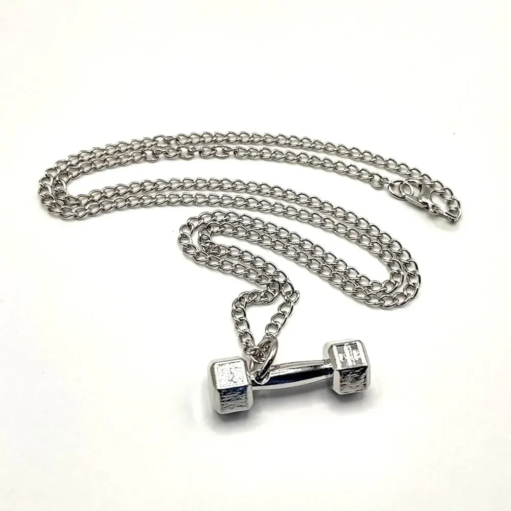 Philippians 4:13 Dumbbell Necklace Christian Fitness Valentine's Stainless NEW